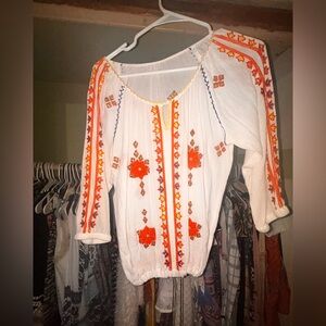 Vintage beaded peasant top